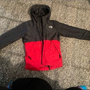 Boys red grey north face size 7/8 jacket